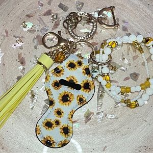 Yellow Sunflower Bracelet Keychain